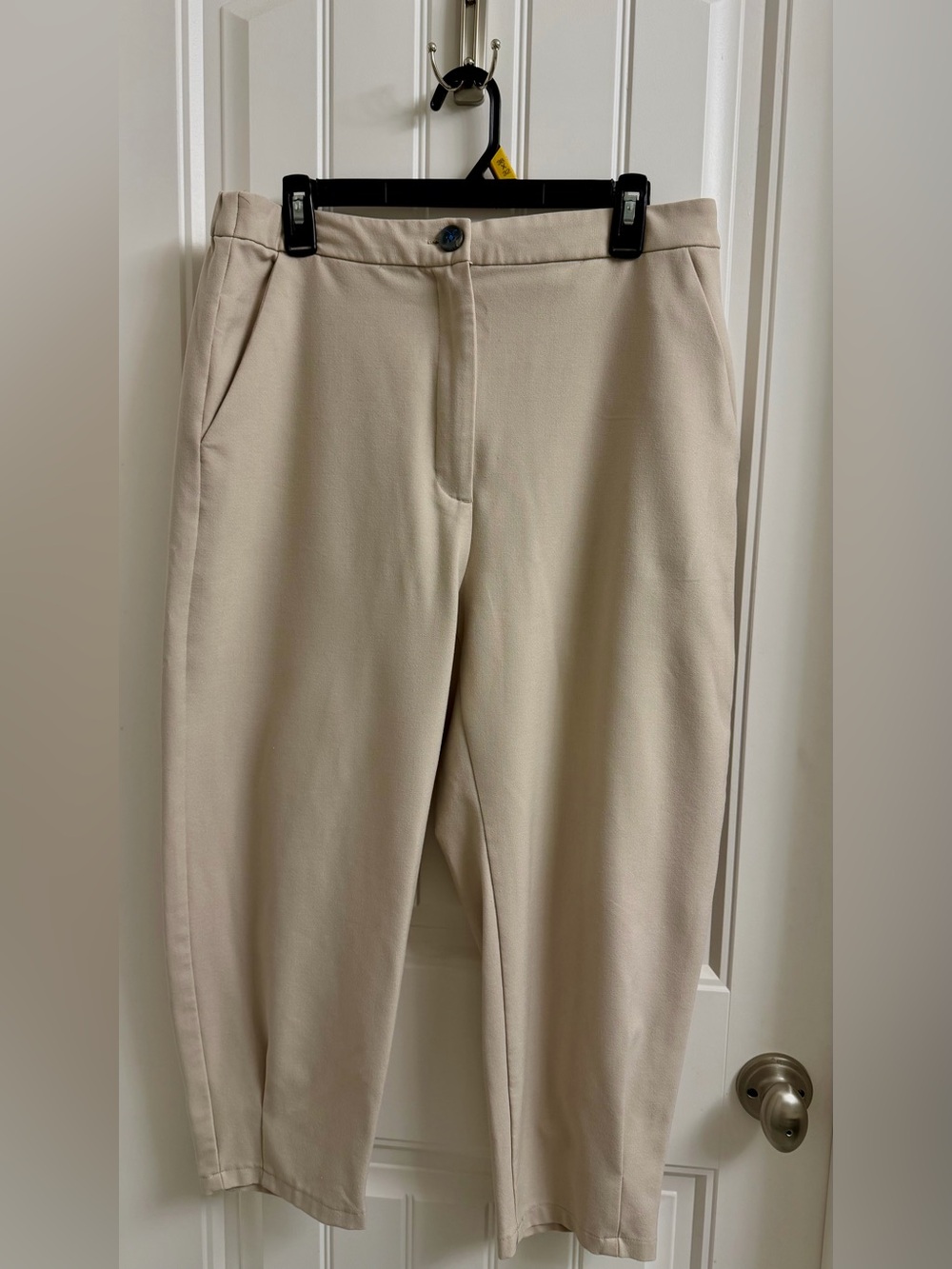 ZARA Beige Tapered Ankle Pants Elastic Back Waist Women’s Size L